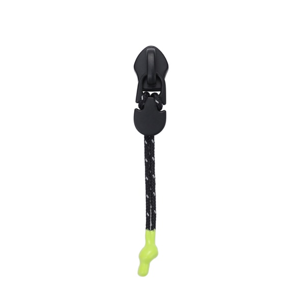 Black and lime cord zipper pull sample